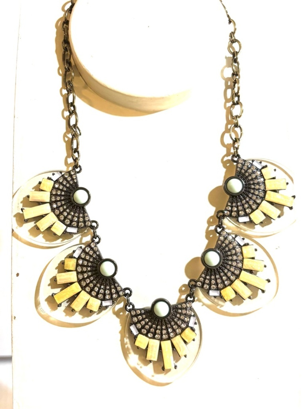 Statement Yellow Fan Pendant Necklace - Unbranded